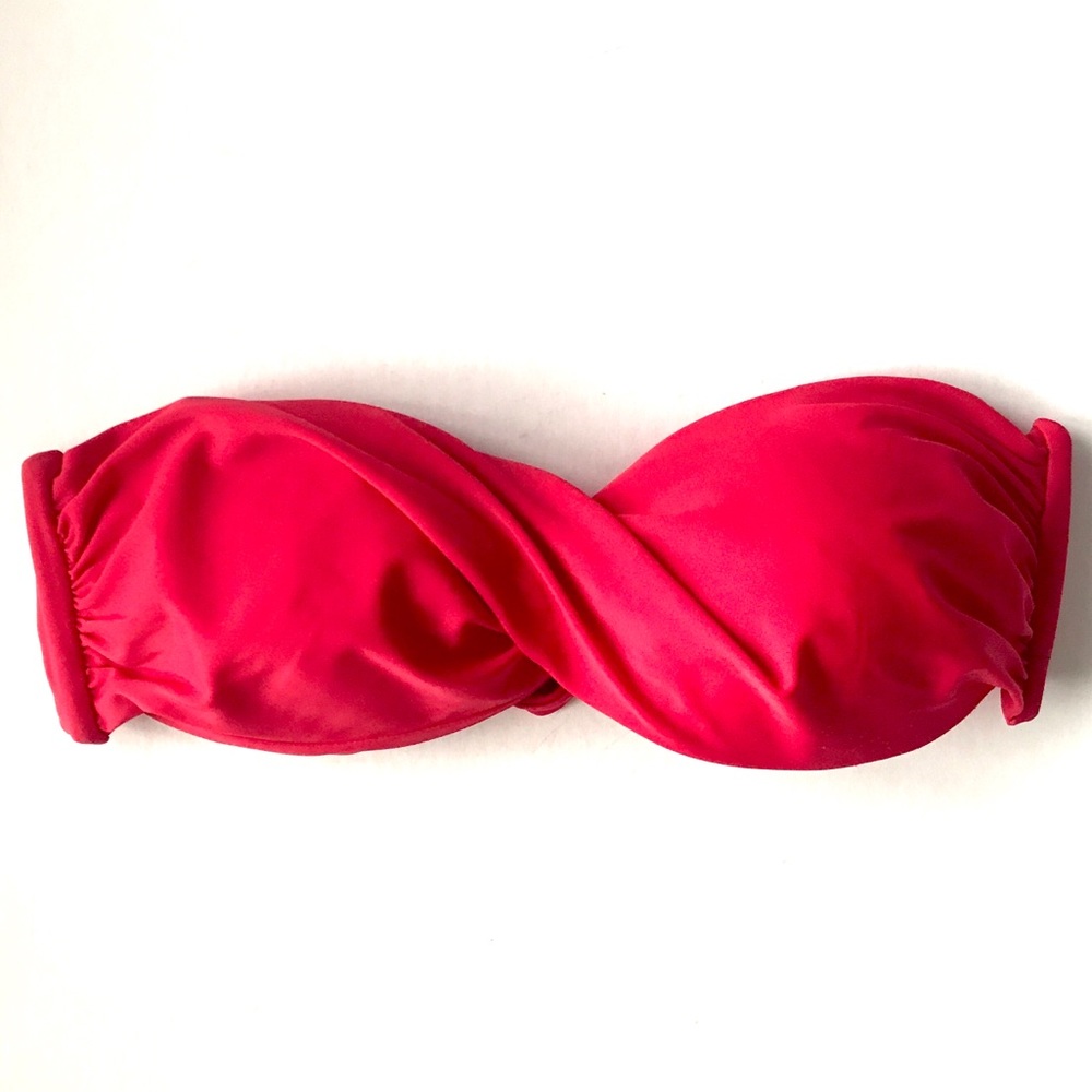 Red bandeau swim top tie back